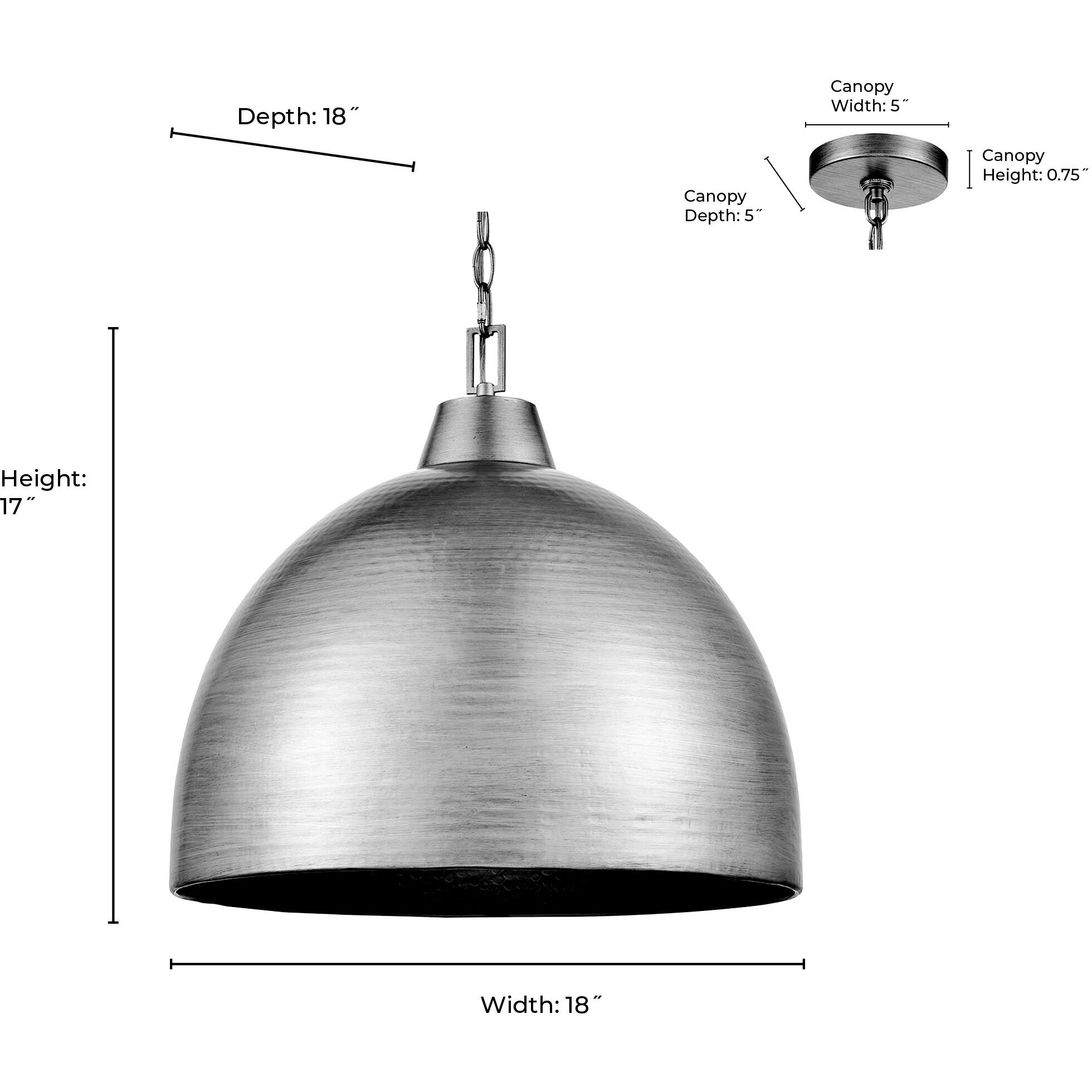 Arrco 3 Light 18 inch Antique Silver Leaf Pendant Ceiling Light